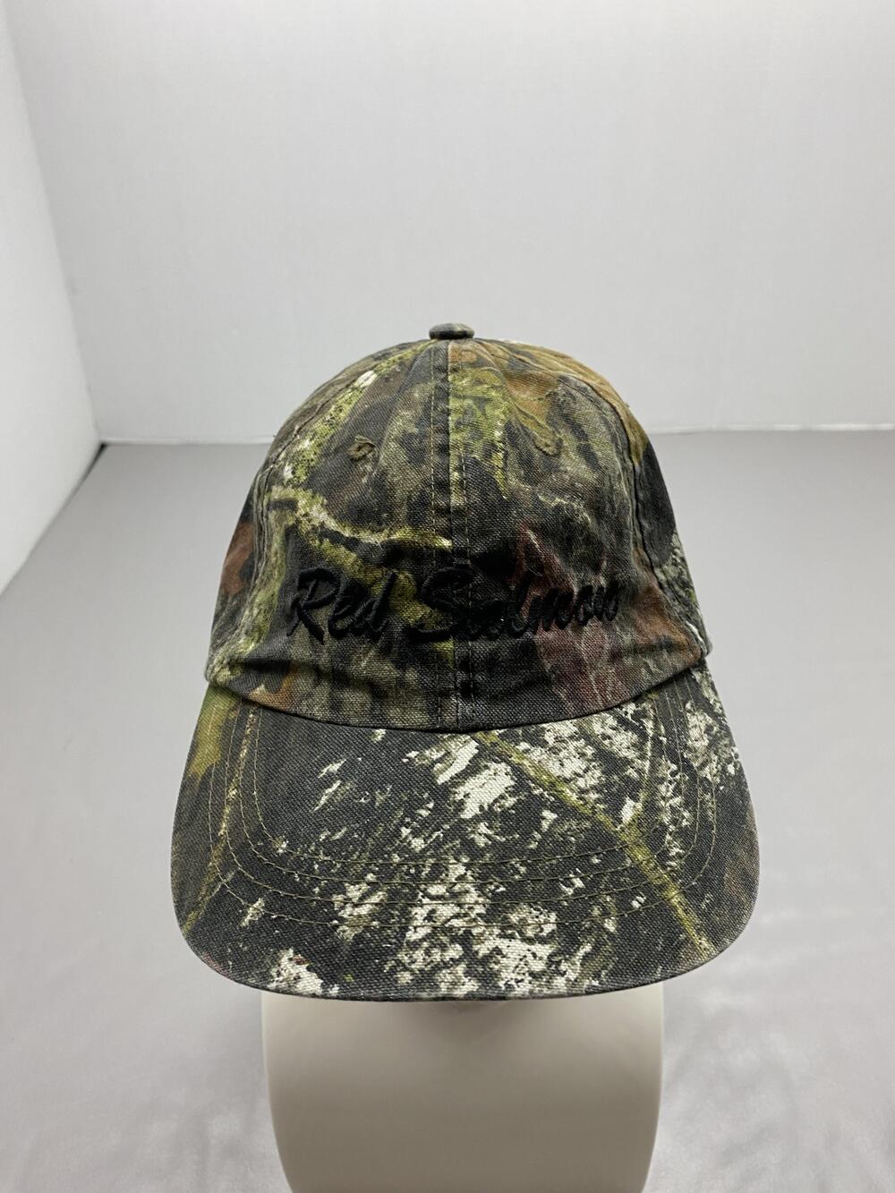 Hat Cap Strap Back One Size Green Red Salmon Camouflage Twill Adjustable Mens
